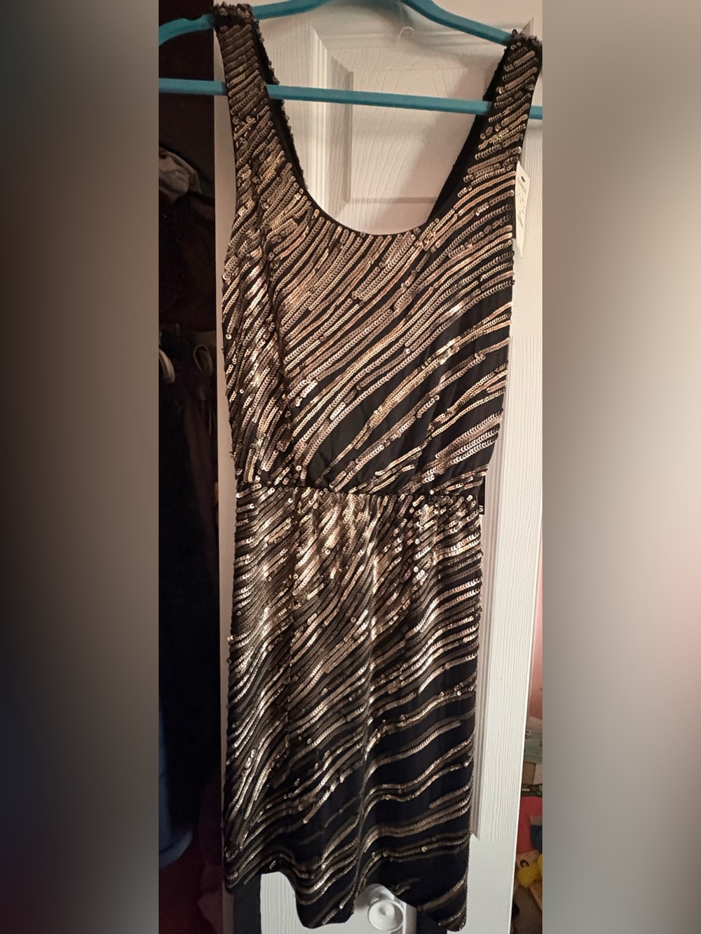 Express Black and Gold Sequin Dress